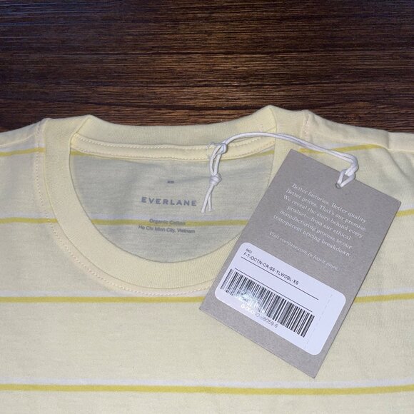 NWT Everlane Sz XS Pale Yellow Striped Organic Cotton Short Sleeve Tee T-Shirt - Picture 4 of 9